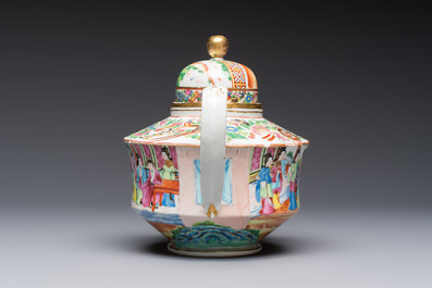 A Chinese Canton famille rose 20-piece tea service with figural design, 19th C.