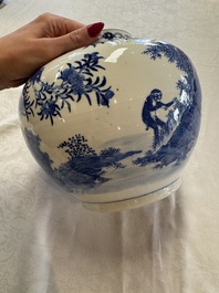 A Chinese blue and white 'Monkeys' vase, Man Tang Fu Ji 滿堂福記 mark, 19th C.