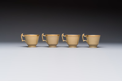A 24-piece English Spode mocha-ground and gilt coffee and tea service, 19th C.