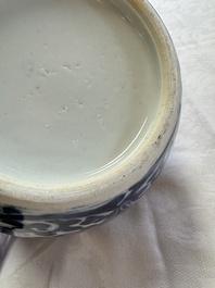 A pair of Chinese blue and white 'Lotus Scroll' jars, 19th C.