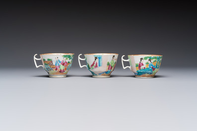 A Chinese Canton famille rose 20-piece tea service with figural design, 19th C.