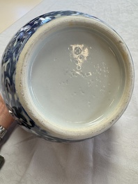 A pair of Chinese blue and white 'Lotus Scroll' jars, 19th C.