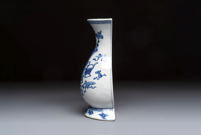 A Chinese blue and white 'Antiquities' wall vase, Kangxi