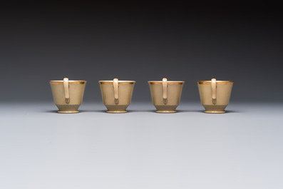 A 24-piece English Spode mocha-ground and gilt coffee and tea service, 19th C.