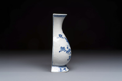 A Chinese blue and white 'Antiquities' wall vase, Kangxi