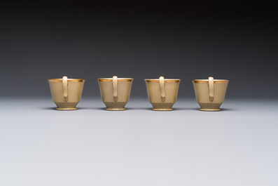A 24-piece English Spode mocha-ground and gilt coffee and tea service, 19th C.