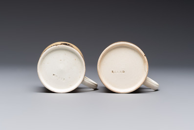 An 8-piece French Creil mochaware coffee service, marked, 19th C.