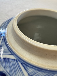 A pair of Chinese blue and white 'Lotus Scroll' jars, 19th C.