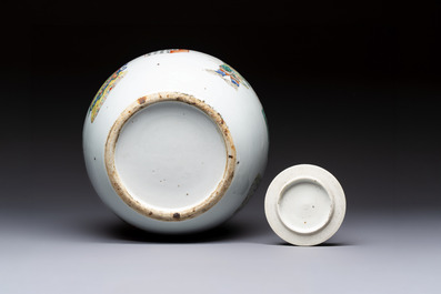 A Chinese famille rose 'Wu Shuang Pu' jar and cover, 19th C.