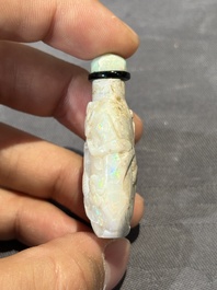 Six various Chinese carved hardstone snuff bottles, 19/20th C.