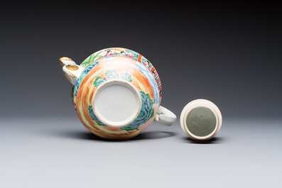 A Chinese Canton famille rose 20-piece tea service with figural design, 19th C.