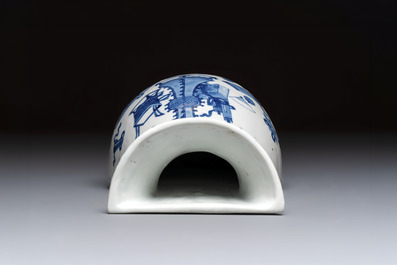 A Chinese blue and white 'Antiquities' wall vase, Kangxi