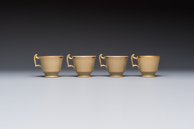 A 24-piece English Spode mocha-ground and gilt coffee and tea service, 19th C.