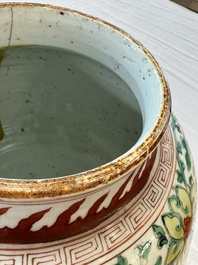 A Chinese wucai 'Landscapes and Flowers' vase, Transitional period
