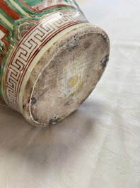 A Chinese wucai 'Landscapes and Flowers' vase, Transitional period