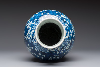 A Chinese blue and white vase and a vessel, 19th C.