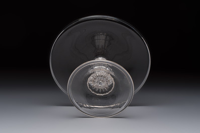 An English glass pedestal tazza, 18th C.