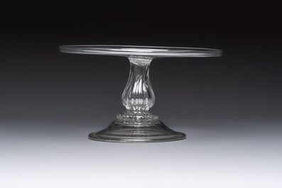 An English glass pedestal tazza, 18th C.