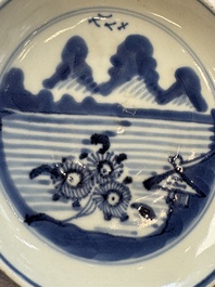 Five Chinese blue and white, Imari-style and famille rose wares, 18th C.