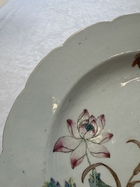 Five Chinese blue and white, Imari-style and famille rose wares, 18th C.