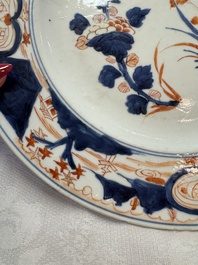 Five Chinese blue and white, Imari-style and famille rose wares, 18th C.