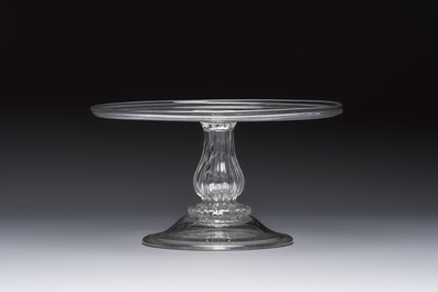 An English glass pedestal tazza, 18th C.