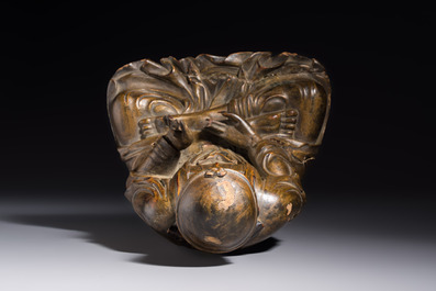 A Chinese gilt-lacquered wooden seated Bodhisattva, Ming