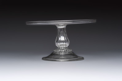 An English glass pedestal tazza, 18th C.