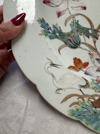 Five Chinese blue and white, Imari-style and famille rose wares, 18th C.