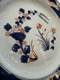 Five Chinese blue and white, Imari-style and famille rose wares, 18th C.