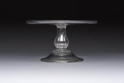 An English glass pedestal tazza, 18th C.