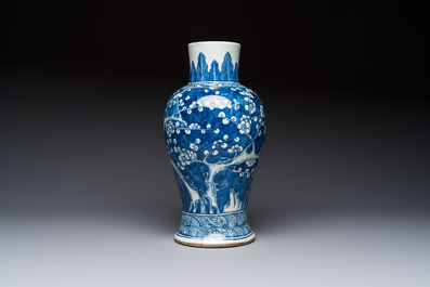 A Chinese blue and white vase and a vessel, 19th C.