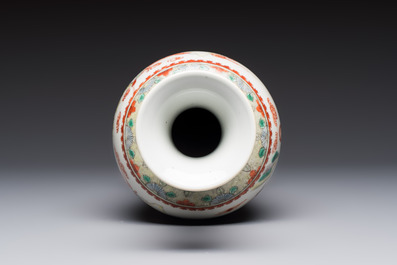 A Chinese famille verte 'Warriors' vase, Kangxi mark, 19th C.