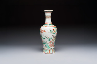 A Chinese famille verte 'Warriors' vase, Kangxi mark, 19th C.