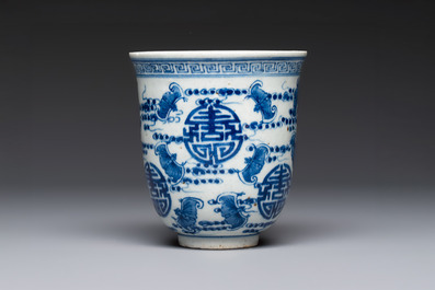 A Chinese blue and white vase and a vessel, 19th C.