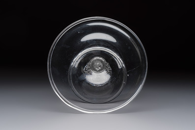An English glass pedestal tazza, 18th C.