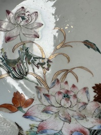Five Chinese blue and white, Imari-style and famille rose wares, 18th C.