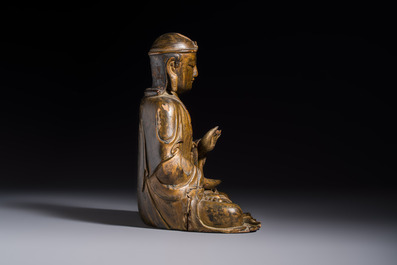 A Chinese gilt-lacquered wooden seated Bodhisattva, Ming