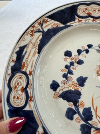 Five Chinese blue and white, Imari-style and famille rose wares, 18th C.