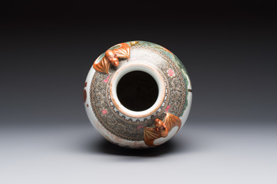 A fine Chinese famille rose vase with narrative design, Qianlong mark, Republic