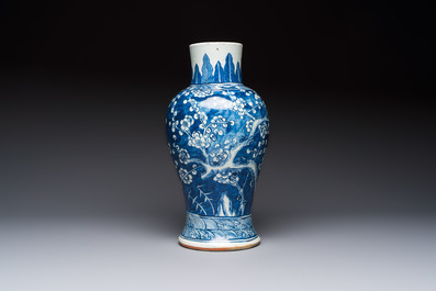 A Chinese blue and white vase and a vessel, 19th C.