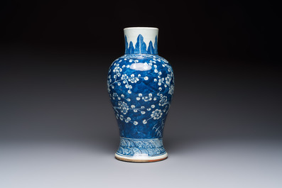 A Chinese blue and white vase and a vessel, 19th C.