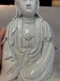 A Chinese white-glazed Guanyin, Kangxi mark, 19th C.