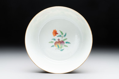 A Chinese famille rose 'Butterflies and Melons' bowl, Chenghua mark, 19th C.