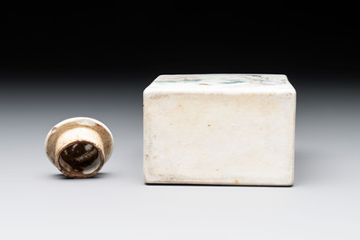 A Chinese famille rose 'Wu Shuang Pu' covered teapot and a qianjiang cai covered tea caddy, signed Lei Guangheng 雷光亨, 19th C.