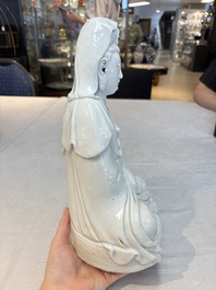 A Chinese white-glazed Guanyin, Kangxi mark, 19th C.