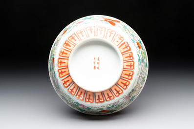 A Chinese famille rose 'Butterflies and Melons' bowl, Chenghua mark, 19th C.