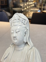 A Chinese white-glazed Guanyin, Kangxi mark, 19th C.