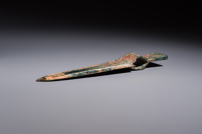 A Chinese archaic bronze dagger-axe, 'Ge 戈', Western Zhou