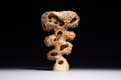 A Chinese carved jade model of a scholar's rock, 20th C.